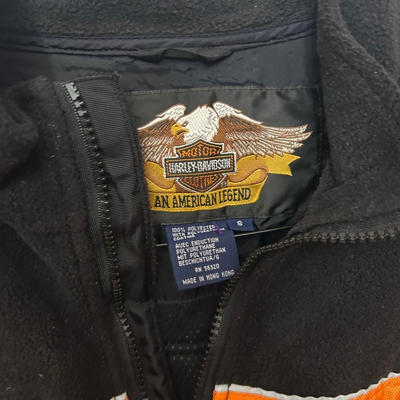 Y2K Harley-Davidson black and orange full-zip heavy fleece jacket Small - Picture 3 of 5